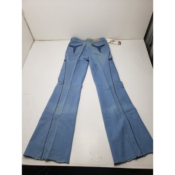 Vtg 70s French Star Bellbottom Jeans Pocket Side Detail Style 1460A 34W Length L - Picture 13 of 16